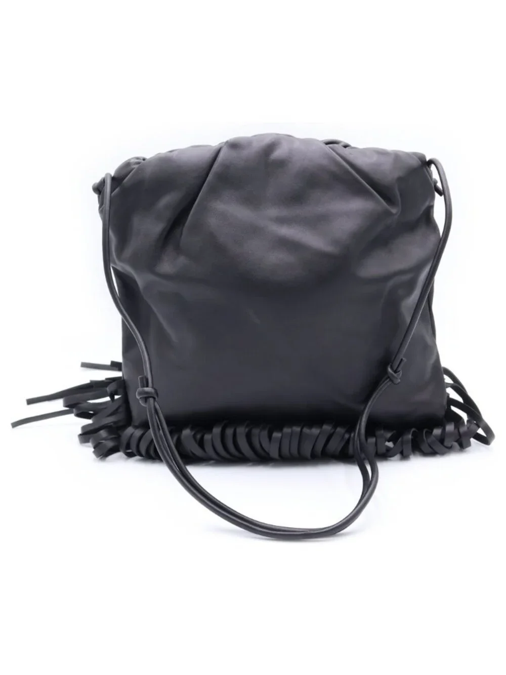 Bottega Veneta The Fringe Shoulder Leather Bag Black